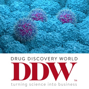 Drug Discovery World logo with graphics representing pancreatic cancer